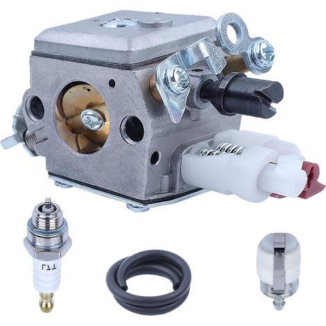 Carburateur pour Husqvarna 340 345 350 353 EPA 346XP avec Kit de tuyau de filtre à carburant, Carburateur, Tuyau de carburant, Filtre à carburant, Bougie d'allumage (1/5)