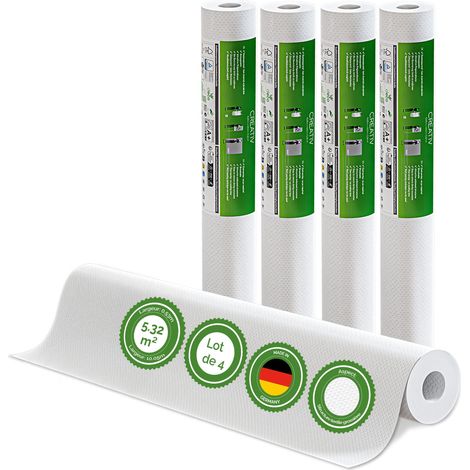 Veluxis® Papier peint intissé 10,05 m x 0,53 m (tissage grossier, lot de 4) - à peindre, respirant et de haute qualité - revêtement mural fabriqué en Allemagne