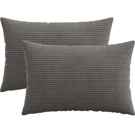 Kissenbezug 2 pcs HEERLEN Dunkelgrau 50 x 80 cm Cord vidaXL (1/5)