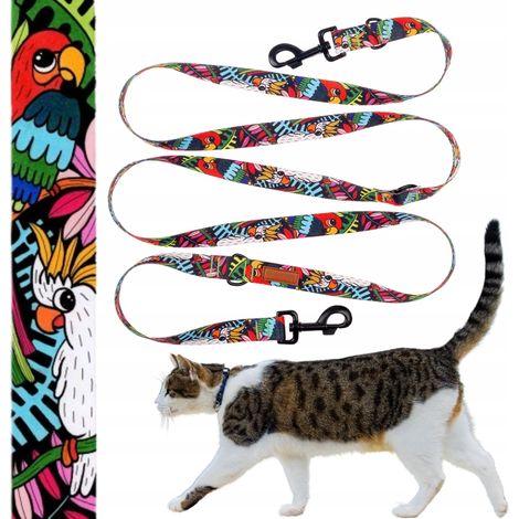 Laisse réversible de 240 cm pour petit chat jusqu'à 3 kg, motif jungle Ukory (1/5)
