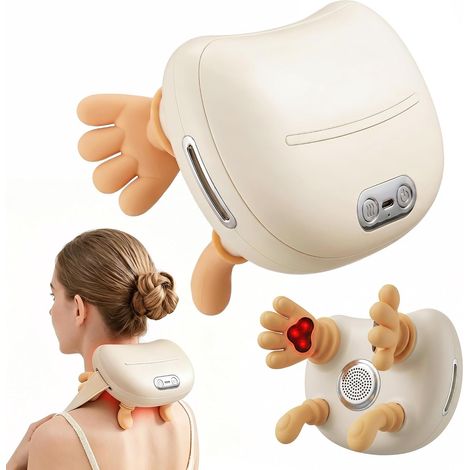 Masseur Cervical Sans fil, Masseur Cervical et Cou Electrique et Chauffant  USB Rechargeable, 3 intensités et 2 niveaux de chaleur (40-45 °C), Cadeau pour femme ou homme (1/5)