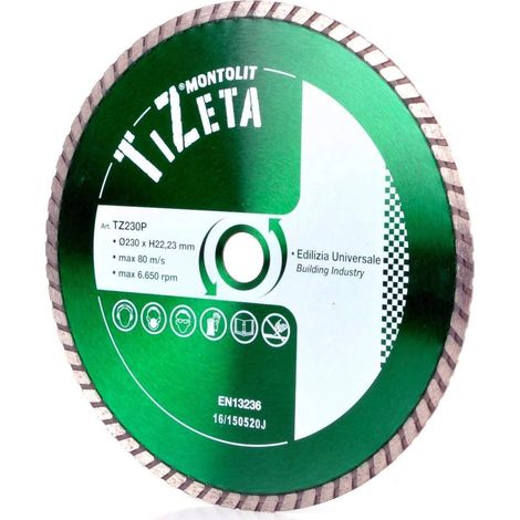 Disco di Diamante per Costruzioni Montolit Turmont TZ 230 mm ad Alta Precisione e Durata (1/5)