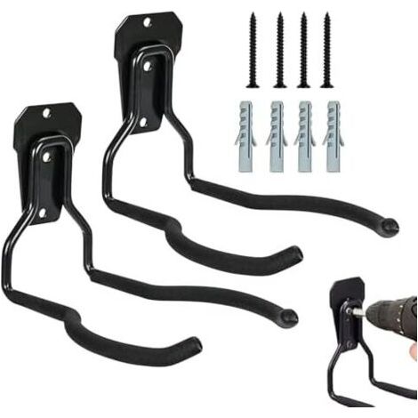 Support mural pour outils de jardin  Cintre à antirouille noir – Crochets support multi-usages peu encombrants système rangement garage - (1/5)