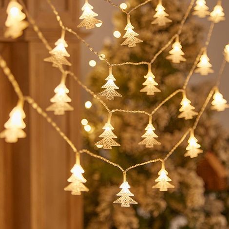 Lumineuse Forme de Sapin de Noël, 6M 40 LED à Piles Fairy Lights, 2 Modes Monochrome et Brillant Guirlande Lumineuse Intérieur, Décoration de Noël Mariage Anniversaire Fête Jardin Chambre (1/5)