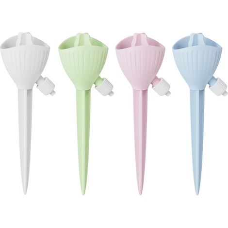 Cônes d'arrosage automatique – Système avec valve de réglage pour plantes en pot d'intérieur et d'extérieur (1 pièce par couleur : rose, vert, bleu, blanc). (1/5)