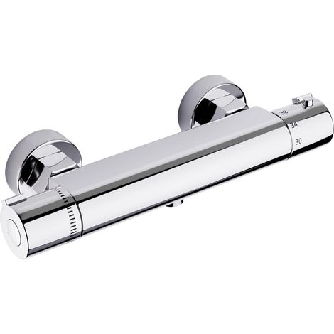 Robinet de douche thermostatique - Économie d'eau - Température instantanée et protection anti-brûlure - Laiton massif finition étoilée - 1 pièce - Idéal pour la rénovation de salle de bain - Chrome (1/5)