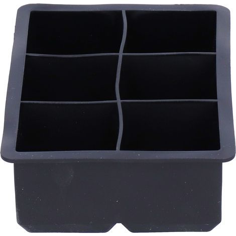 Soft, non-stick silicone ice cube tray – 6 square compartments for whisky and cocktails, black, 16.5 x 11.5 cm (1/4)