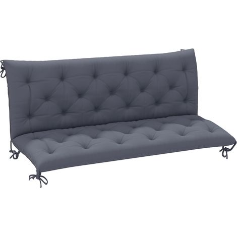 Cojín para banco de 3 plazas 150 x 98 x 8 cm gris oscuro con respaldo y 6 cintas HOMVRA (1/3)