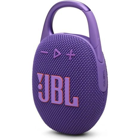 JBL Clip 5, Enceinte Bluetooth ultra-portable, mousqueton intégré, son JBL Pro, basses percutantes, 12 heures d\'autonomie, fonction Playtime Boost, résistante à l\'eau et à la poussière IP67, en viol (1/5)