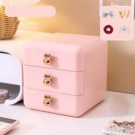 tiroir de rangement de bureau Tiroir de bureau, boîte de rangement de bijoux, accessoires de meuble boite 3 couches rose (1/5)
