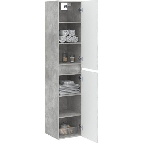 vidaXL Wall-mounted Bathroom Cabinet Concrete Grey 33 x 34.5 x 160 cm