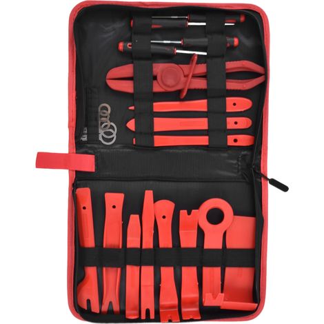 Kit de 21 outils de démontage automobile en plastique rouge, levier et tournevis pour réparation audio (1/5)