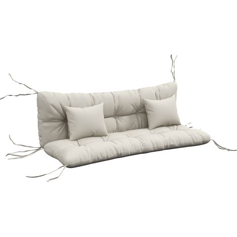 Ensemble 4 coussins extérieur pour balancelle jardin : 1 assise, 1 dossier, 2 oreillers. (1/5)