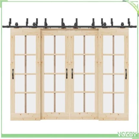 Kit de quincaillerie de porte coulissante - FAF7291712426483 - Noir - Rail 305 cm - Charge 80 kg (1/5)