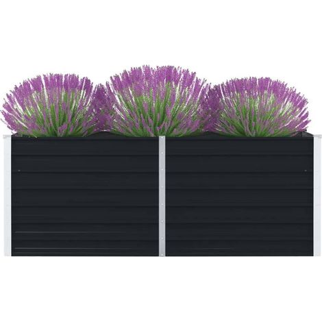 Vidaxl – Jardinière rectangulaire 160x80x45 cm en acier galvanisé anthracite – Bordures repliées pour sécurité – Supports intérieurs robustes