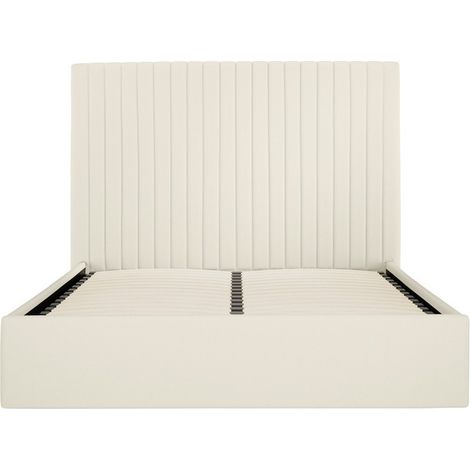 Berlin Tall Ottoman Double Bed Frame - Weave - L203 x W154 x H124 cm - Milk - Full Assembly Required