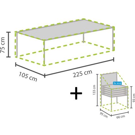 Schutzhüllen Set: 1x Hülle für Tisch max. 220cm + 1x Hülle für 4-6 Stapelsessel (1/5)