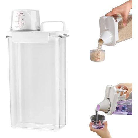 Boîte de conservation alimentaire étanche 2300 ml - conteneur pour céréales, riz et farine avec doseur, transparent (1/5)