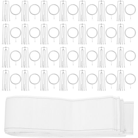 Kit de Ruban Fronceur 9 Mètres 30 Crochets à Quatre Griffes en Acier Inoxydable et 30 Anneaux de Rideau Argentés Suspendre Rideaux Pliés, Accessoires Couture pour Décoration (1/5)