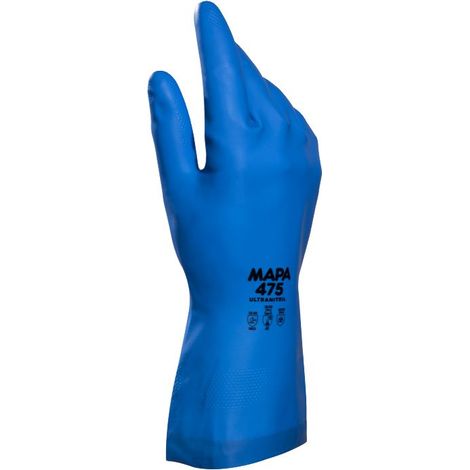 Gants de manutention Mapa ULTRANITRIL 475 taille 6, Industrie agroalimentaire, 1 Paire, Bleu ( Prix pour Paquet de 12 Paires )