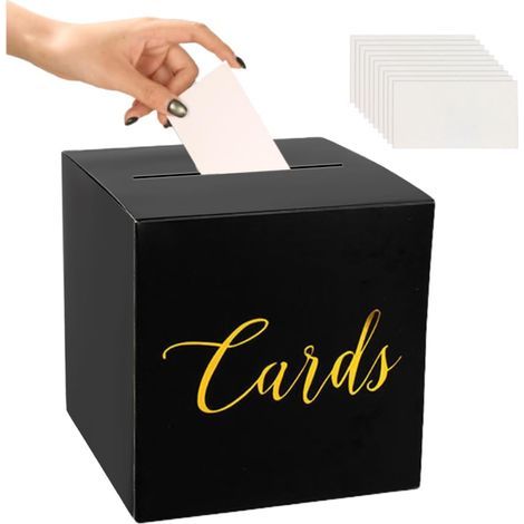 Boîte à Carte De Mariage Papier 22 X 22 X 22 cm,Boite Carte Cadeau Anniversaire Avec Fente,Tirelire Boite a Cartes pour Cagnotte,Boites pour Mettre Des Enveloppes,Wedding Card Boxes pour Fête (1/5)