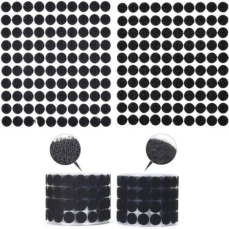 Scratch Autocollant Rond, 504 Paires Pastille Scratch Autocollant Crochets et Boucles, 10mm Noir Double Face Rond Pastille Adhesive Collant Point, pour DIY, Artisanat