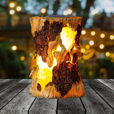 Lampe solaire de jardin, lanterne solaire à flamme vacillante, étanche, lampe torche d'extérieur en forme de souche, lampe torche de feu, éclairage de décoration de paysage pour patio, allée, (1/5)