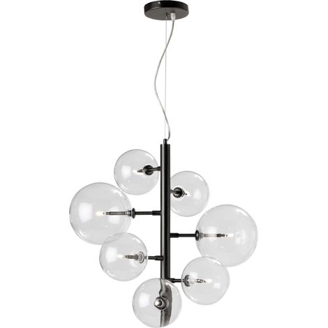 Plafonnier 57x57x64/125 Cristal/Métal Noir (1/3)