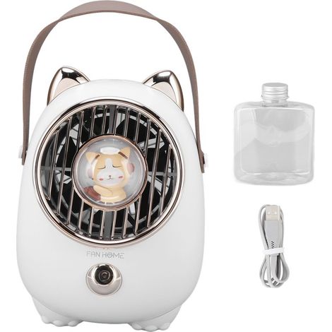 Tragbarer Klimaanlagenventilator 350 ml – USB-aufladbarer Luftbefeuchter mit Sprühfunktion – LED-Ambientebeleuchtung – KZQ (1/4)