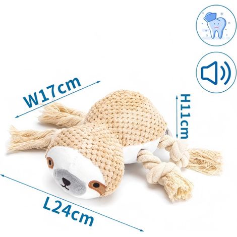 Peluche en forme de paresseux pour chiens, avec mécanisme à remontoir et effets sonores. (1/4)