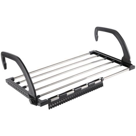 Sollbry Séchoir à couches pliable multifonctionnel, machine à laver et à sécher, support de rangement pour serviettes d'intérieur, tube rond (noir, 59 × 32 cm) (1/3)