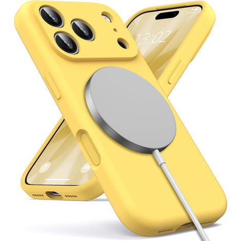 Magsafe Silicone Coque iPhone 18 Pro/17 Pro, Crème Jaune (1/5)