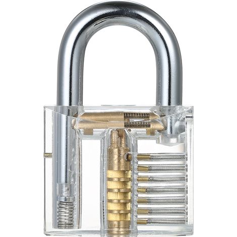 Kit d'outils de crochetage de serrure 15 pièces avec cadenas de formation pratique Transparent pour serrurier débutants et professionnels (1/5)