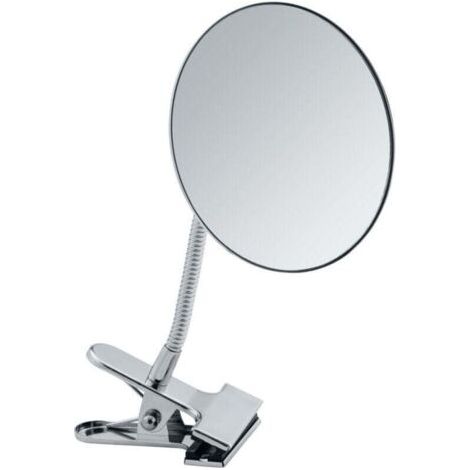 Miroir cosmétique Clip 5x argenté 15cm avec pince flexible miroir grossissant 5x miroir salle de bain miroir maquillage miroir de voyage miroir chromé idéal pour un usage quotidien (1/4)