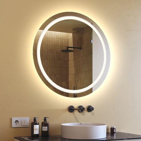 Espejo de baño redondo con luz LED (80 cm) Espejo con luz LED (LED033) (1/4)