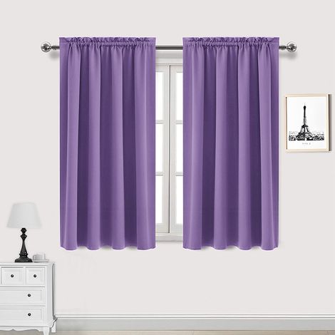 Lot de 2 Rideau Passe Tringle Tenture Opaque Décoration de Petite Fenêtre Chambre Placard/Porte/Cuisine, L132 x H213cm, Beige