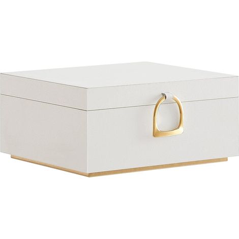 Boîte à bijoux à deux niveaux avec poignée, plateau amovible, effet flottant (1/5)