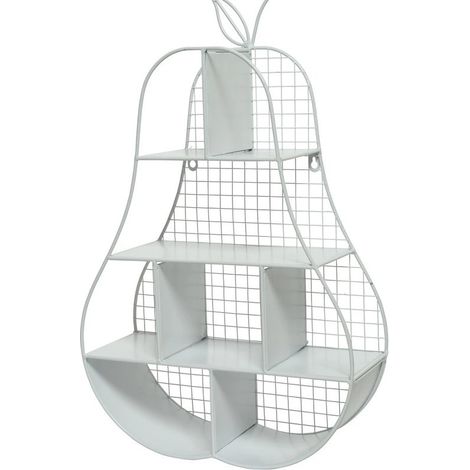 Librería decorativa en metal blanca forma pera 40 x 15 x 65