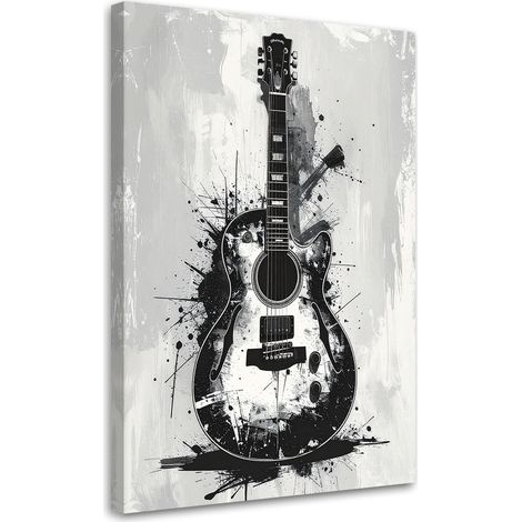 Tabelau sur Toile, Guitares noir et blanc,30x45 (1/4)