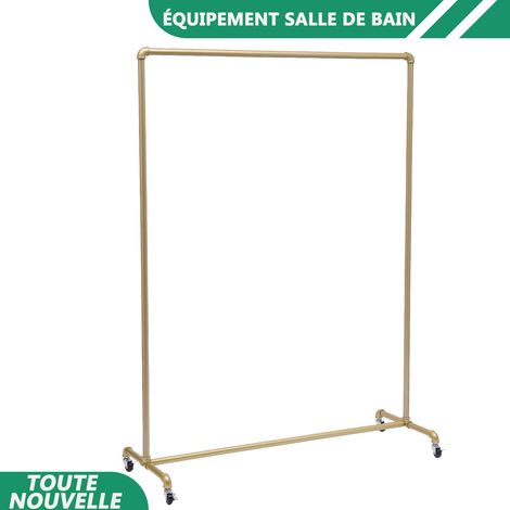 WAOBDLA Porte-manteaux indépendant 120x40x160cm avec 4x roues universelles pour accrocher les vêtements, écharpes, sacs (1/5)