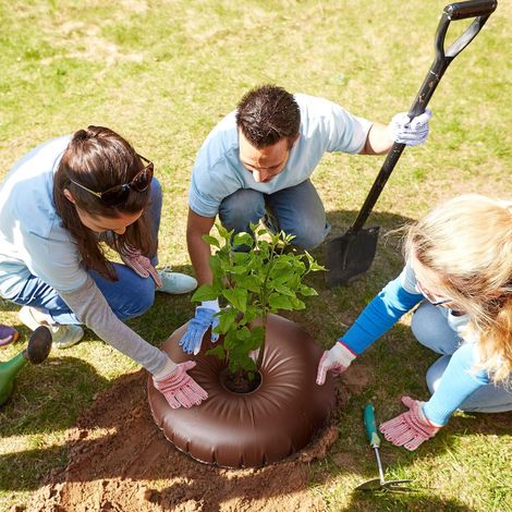 2 Arroseurs en anneau PVC brun 60cm pour arbres et semis, irrigation lente 20 gallons par infiltration profonde des racines