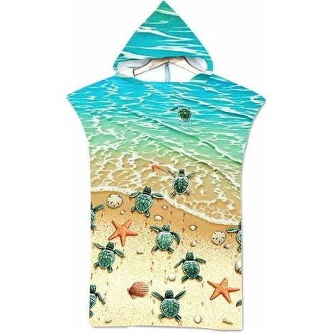 1pc Serviettes de Plage Poncho de Bain Bleu Tortue pour Adultes, XU, Grande Taille Anti-Sable Séchage Rapide Serviette Sport, 75 cm x 110 cm - KZQ (1/4)