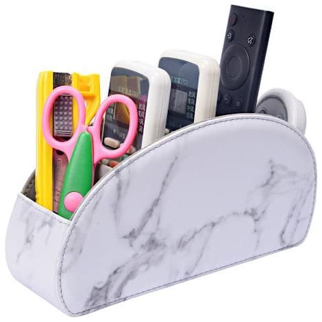 Remote Control Holder with 5 Compartments PU Leather Organizer for TV Remote Control Gray (1/5)