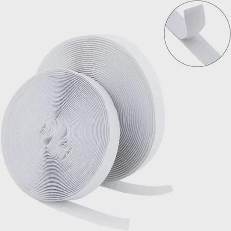 Ruban velcro auto-adhésif 25M extra fort, adhésif double face avec fermeture velcro Tampon adhésif auto-adhésif de 20 mm de large (1/5)