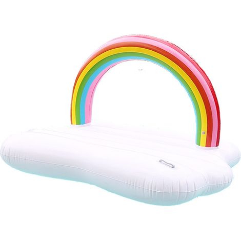 Bouée gonflable arc-en-ciel en PVC pour adultes, grand matelas gonflable aquatique pliable 210 x 140 cm (1/2)