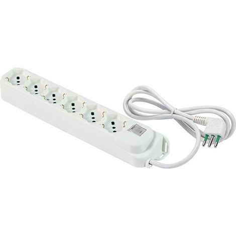 Multiprise 6 prises schuko Italien/Allemand 2P+T 16A câble 1,5m fiche italienne std. 2P+T 10A avec interrupteur Linea Retail Fanton 474304 (1/5)