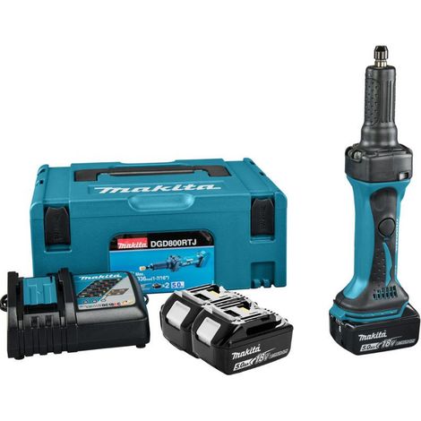 Geradschleifer MAKITA DGD800RTJ (2 x 5,0 Ah + DC18RC + MAKPAC 2)