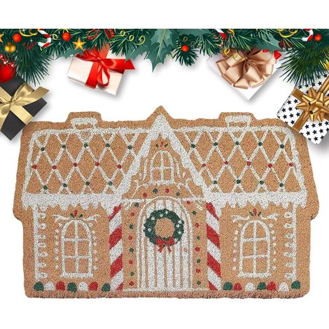 Paillasson De Porte D'entrée De Noël  Tapis D'entrée Intérieur Pour Sol - Paillasson De Porte Extérieur Maison En D'épice,Pour Entrée Intérieur Salon Cuisine Chambre Salle De Bain Sol De La-50x80cm (1/5)