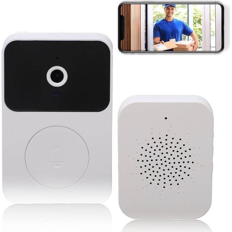 Sonnette sans Fil avec Camera, Sonnette sans Fil Exterieur, Support des appels vidéo, Talk - Talk Variable, Capture d'image, Vision Nocturne(Blanc) -ANPVIZ (1/5)