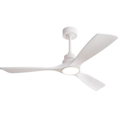Ventilateur de plafond 52 pouces blanc à 3 pales en bois, LED 3CCT, moteur DC réversible, télécommande sans fil, 6 vitesses, minuterie et mémoire CHICFURN (1/5)